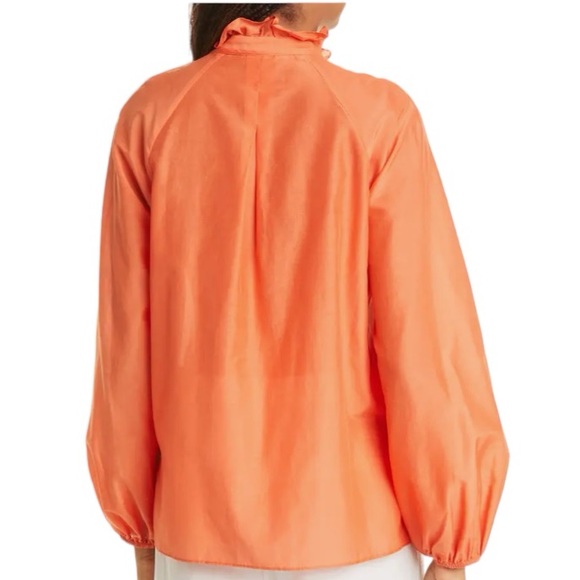💐KOBI HALPERIN Kendall Cotton & Silk Blend Blouse Tangerine size M - Picture 3 of 11